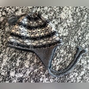 Turtle Fur Gray Knit Winter Hat with Ear Flaps